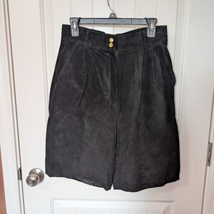 Vintage Erez Sport Suede Bermuda Shorts W12 Black